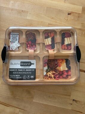 Farberware Bamboo Build-a-Board Serving Tray with Clear Lid